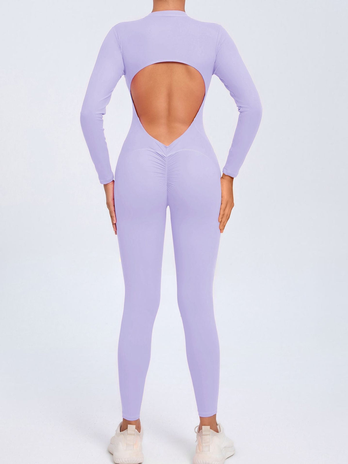 Backless Zipper Hollow Out Scrunch Bum Jumpsuit