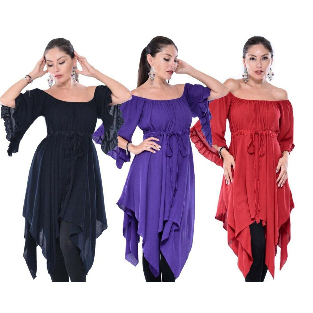 Lesley Asymmetrical Empire Waist Peasant Top Blouse