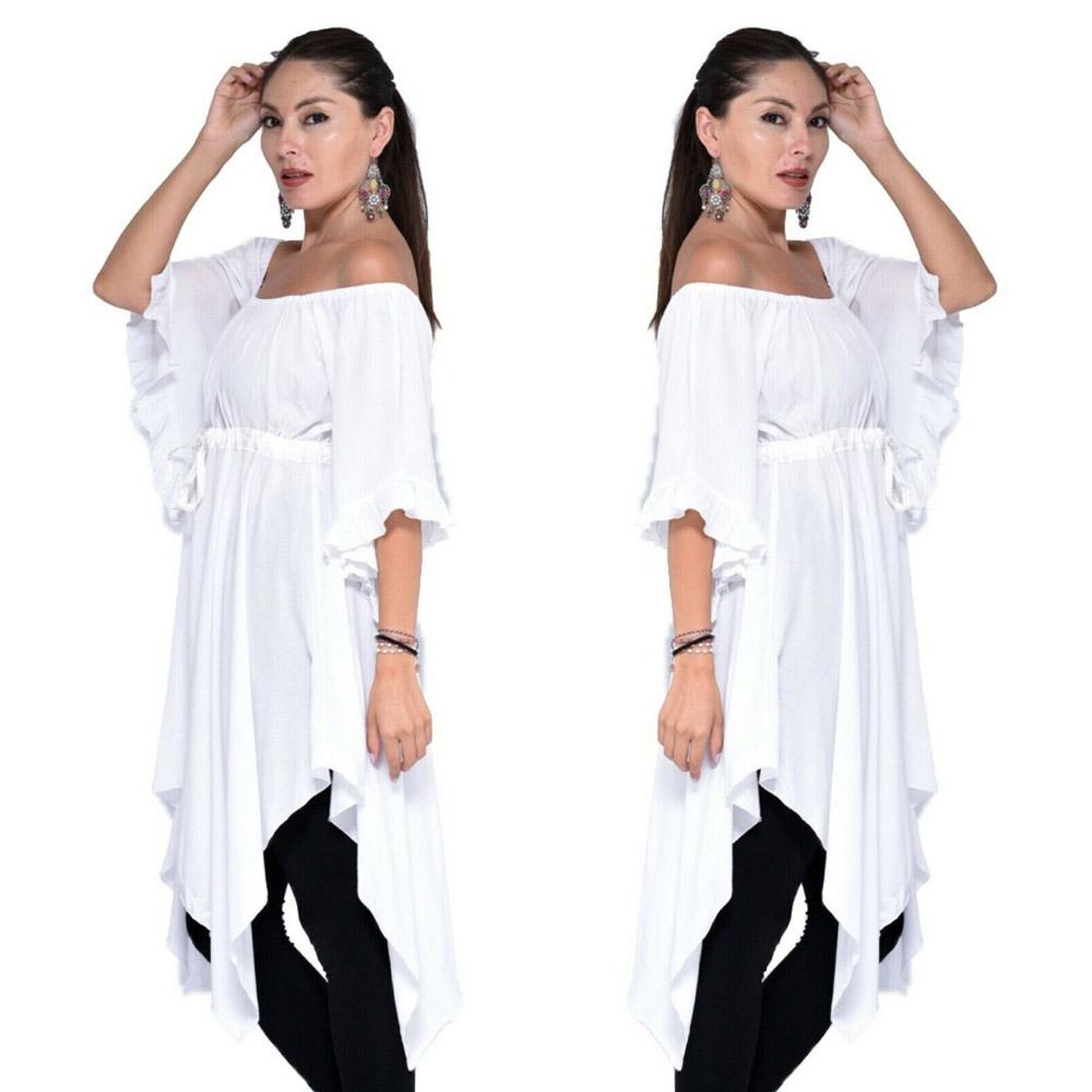 Lesley Asymmetrical Empire Waist Peasant Top Blouse