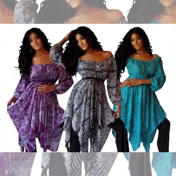 Layla Batik Print  with 3/4 Sleeves Peasant Gypsy Blouse