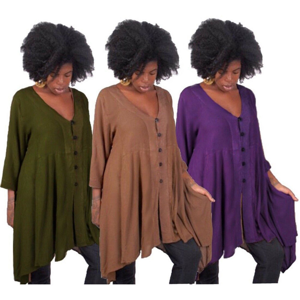 Riley Boho Chic Button Through Blouse Top