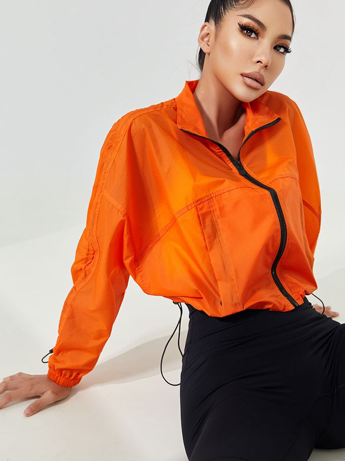 Anti-UV Drawstring Zipper Pocket Quick-dry Cropped Jackets