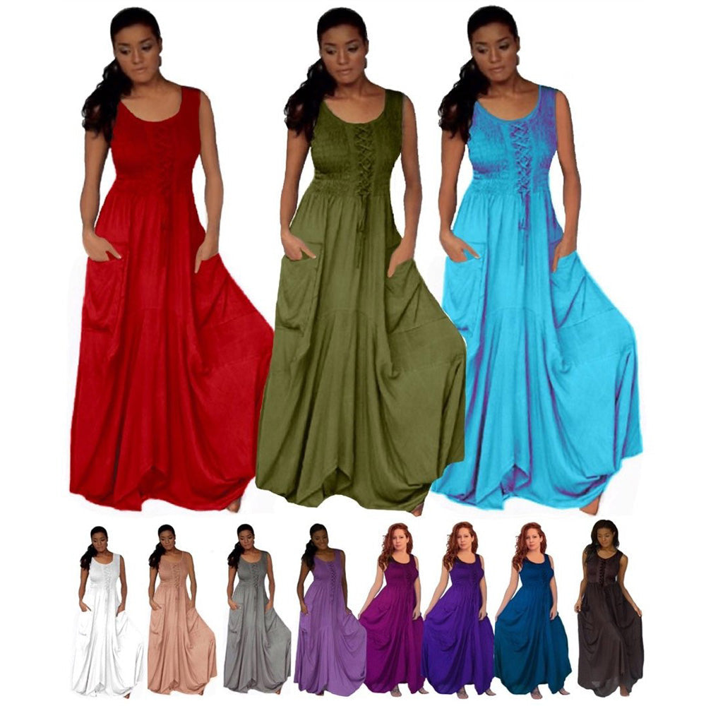 Presley Spaghetti Straps Boho Pockets Maxi Dress