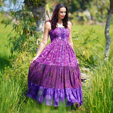 Camila Bohemian Classic Batik Spaghetti Straps Bodice Dress