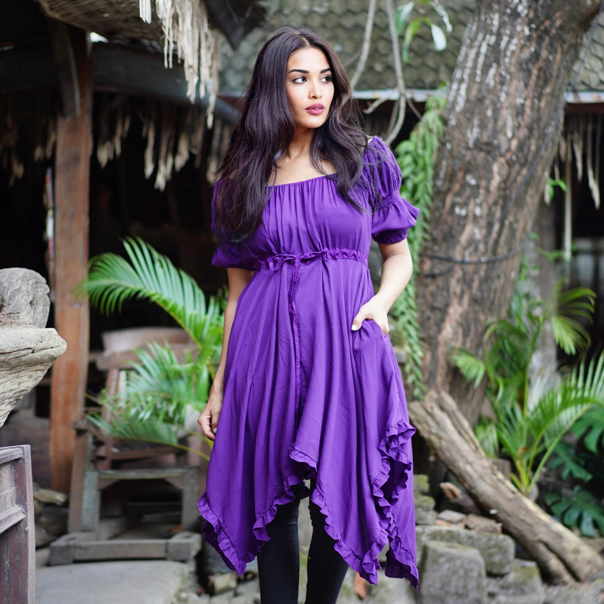 Emely Empire Waist 3/4-length Sleeves Boho Blouse