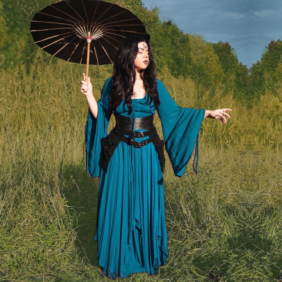 Landry Lace Up Fairy Renaissance Maxi Dress