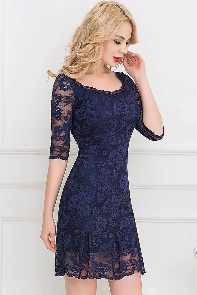 Stephanie Half Sleeve Blue Fashion Dress