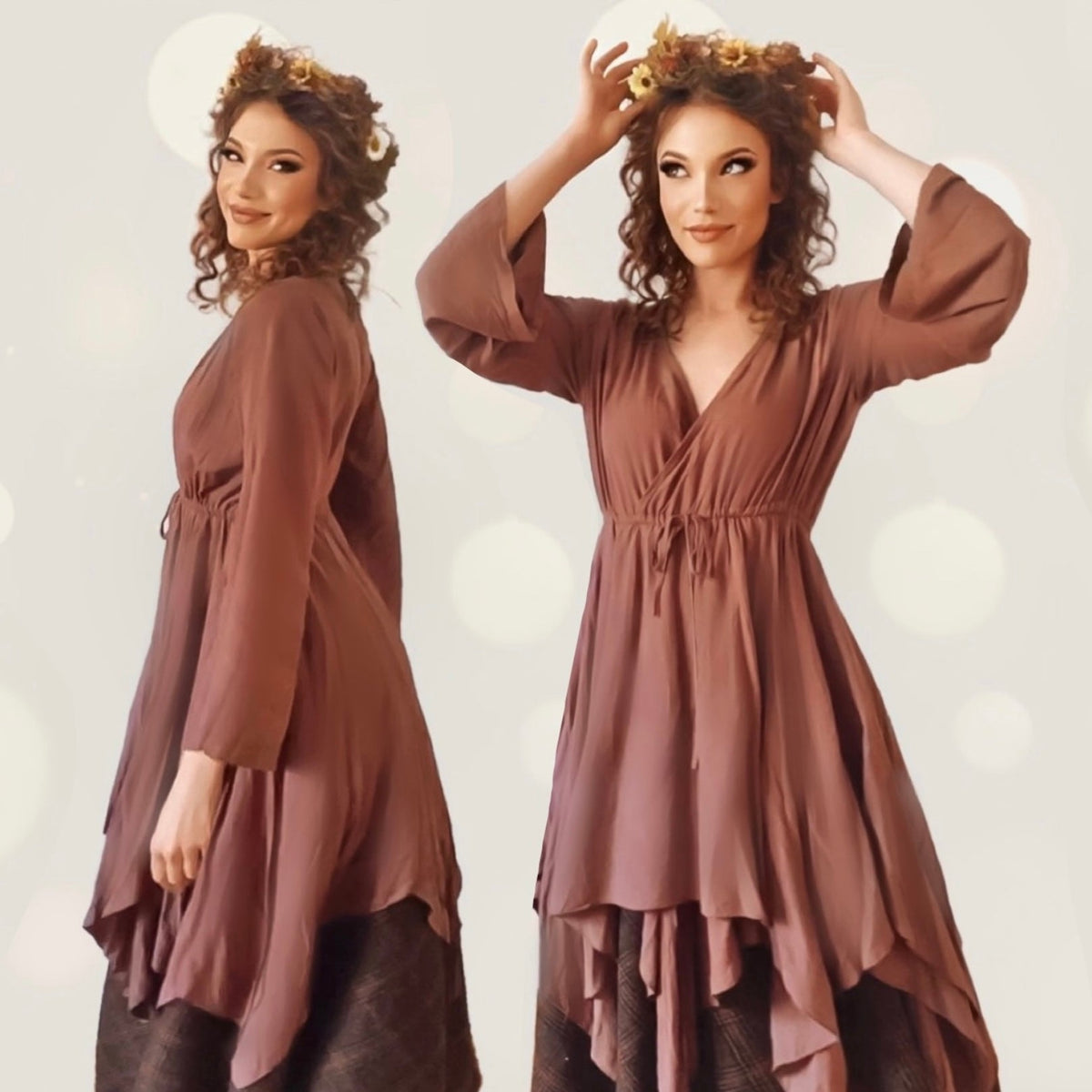 Scarlette V Neckline Asymmetrical Long Sleeve Boho Blouse