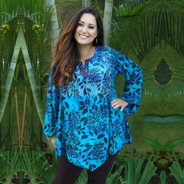 Sutton Bohemian Batik Lacing Square Neckline Blouse