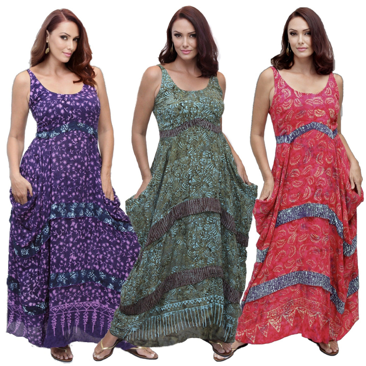 Adalynn Gauzy Batik Smocked Maxi Dress