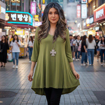 Anastasia Stretch Jersey A Line 3/4 Sleeve Tunic