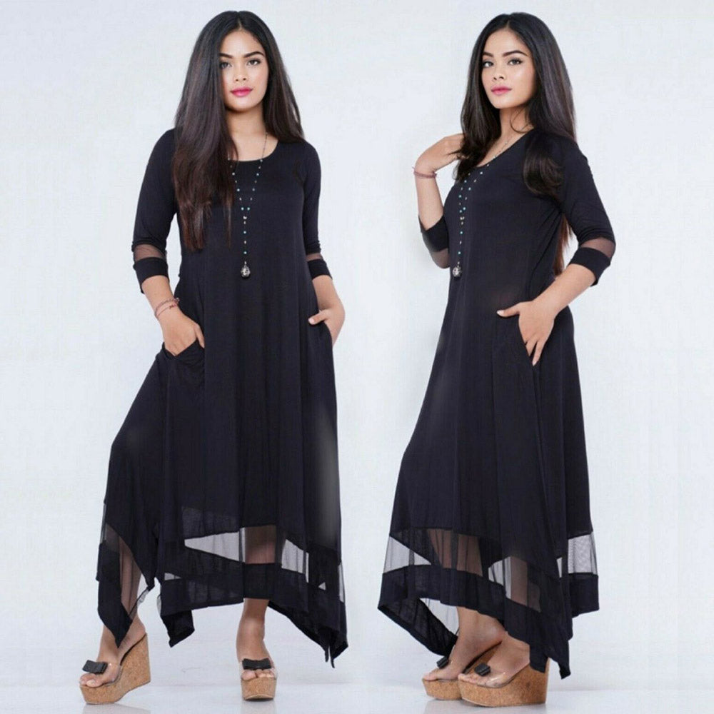 London Asymmetrical Stretch Jersey Style Maxi Dress