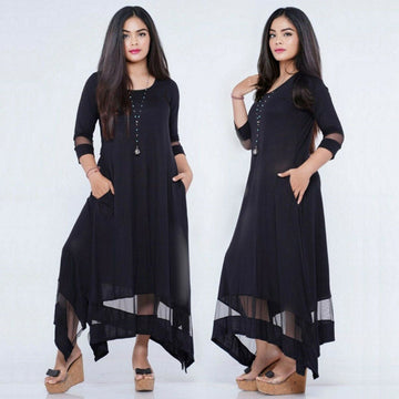 London Asymmetrical Stretch Jersey Style Maxi Dress