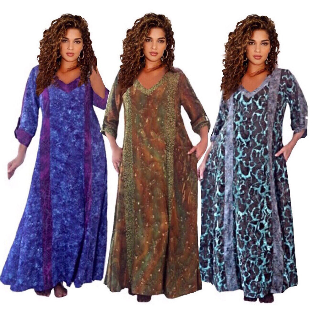 Genevieve Deep Pockets Quality Batik Caftan Maxi Dress