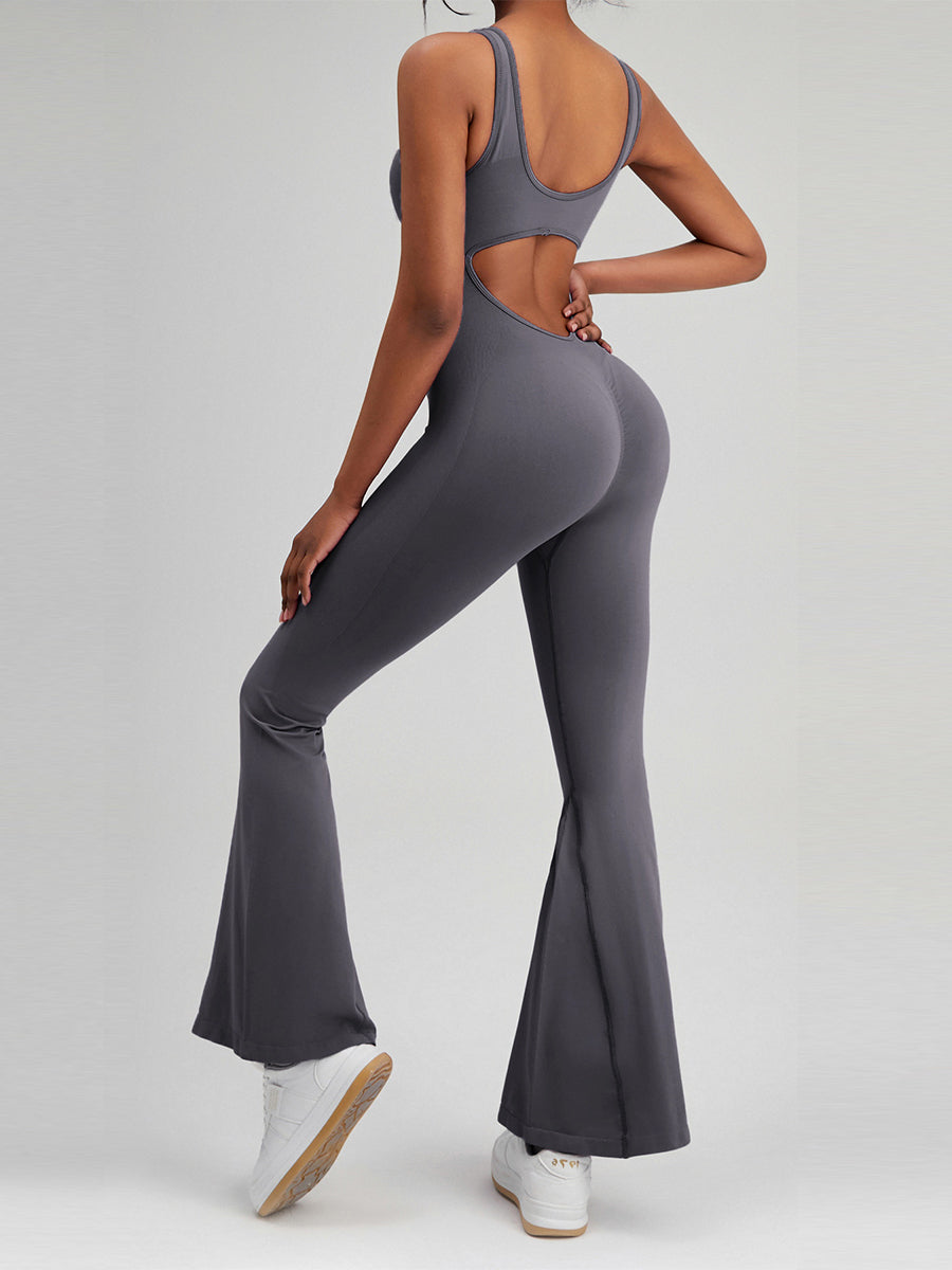 Backless Scrunch Bum Flare Jumpsuit