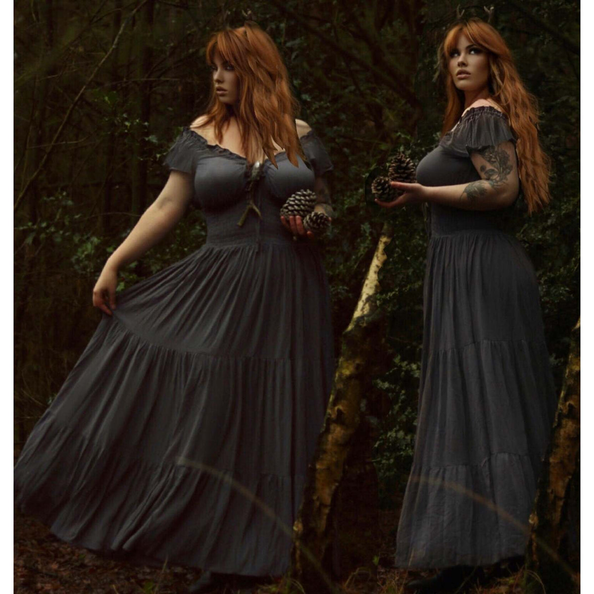Liliana Rayon Crinkle Smocked Tiers Bohemian Maxi Dress
