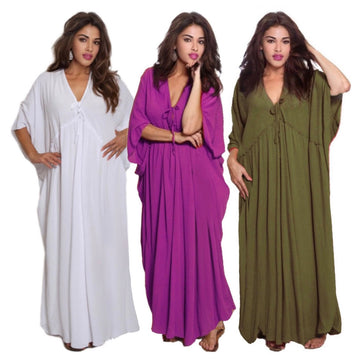 June Lounge Abaya Rayon Crinkle Boho Caftan Dress