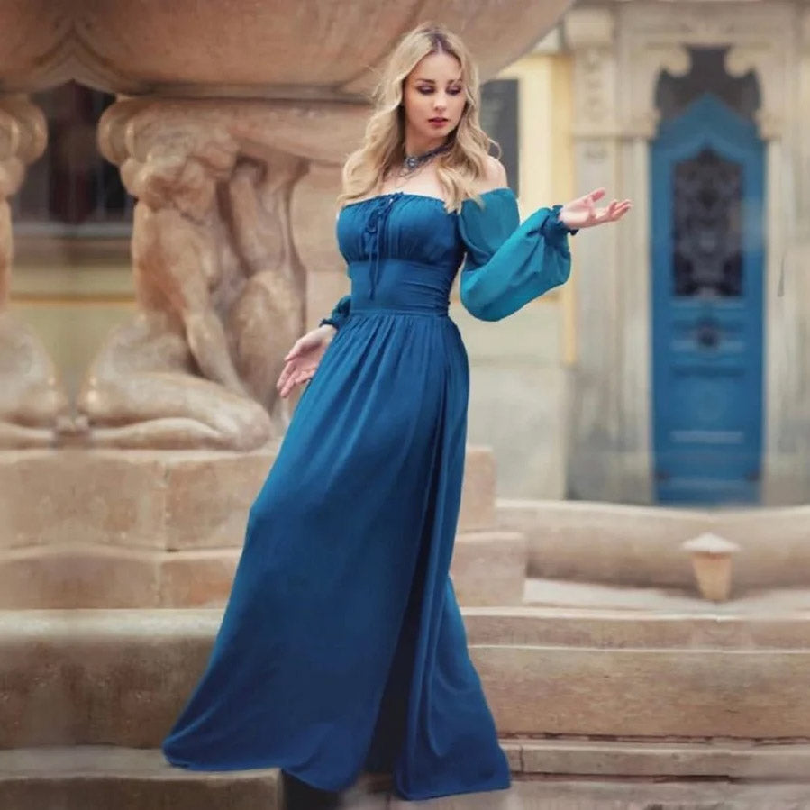 Mylah Romantic Length Chiffon Sleeves Medieval Maxi Dress