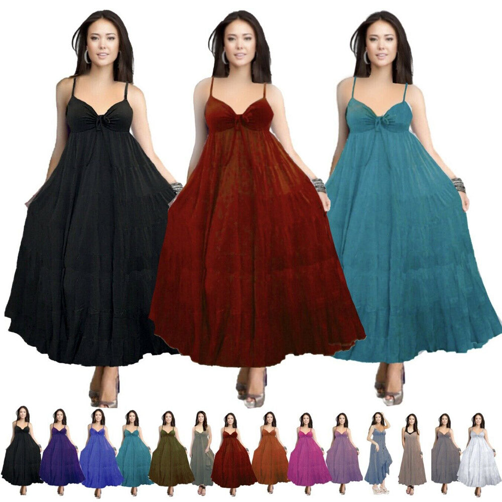 Emma Spandex Bodice Boho Party Maxi Dress