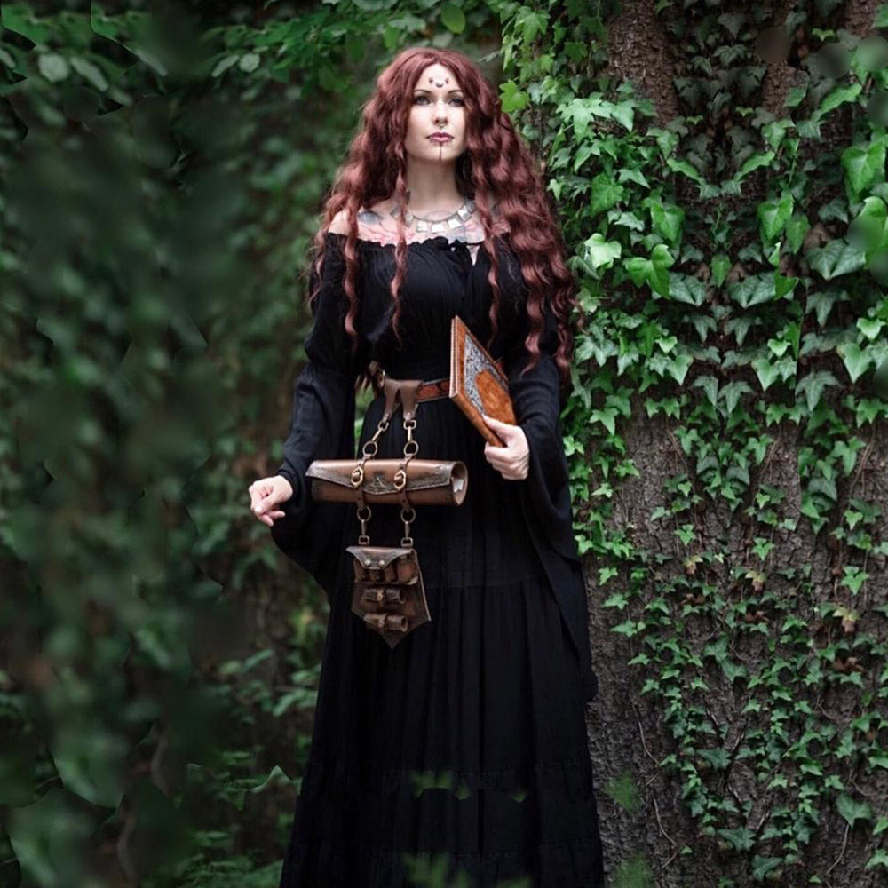 Lola Cottagegoth Smocked Waist Ruffle Wiccan Maxi Dress