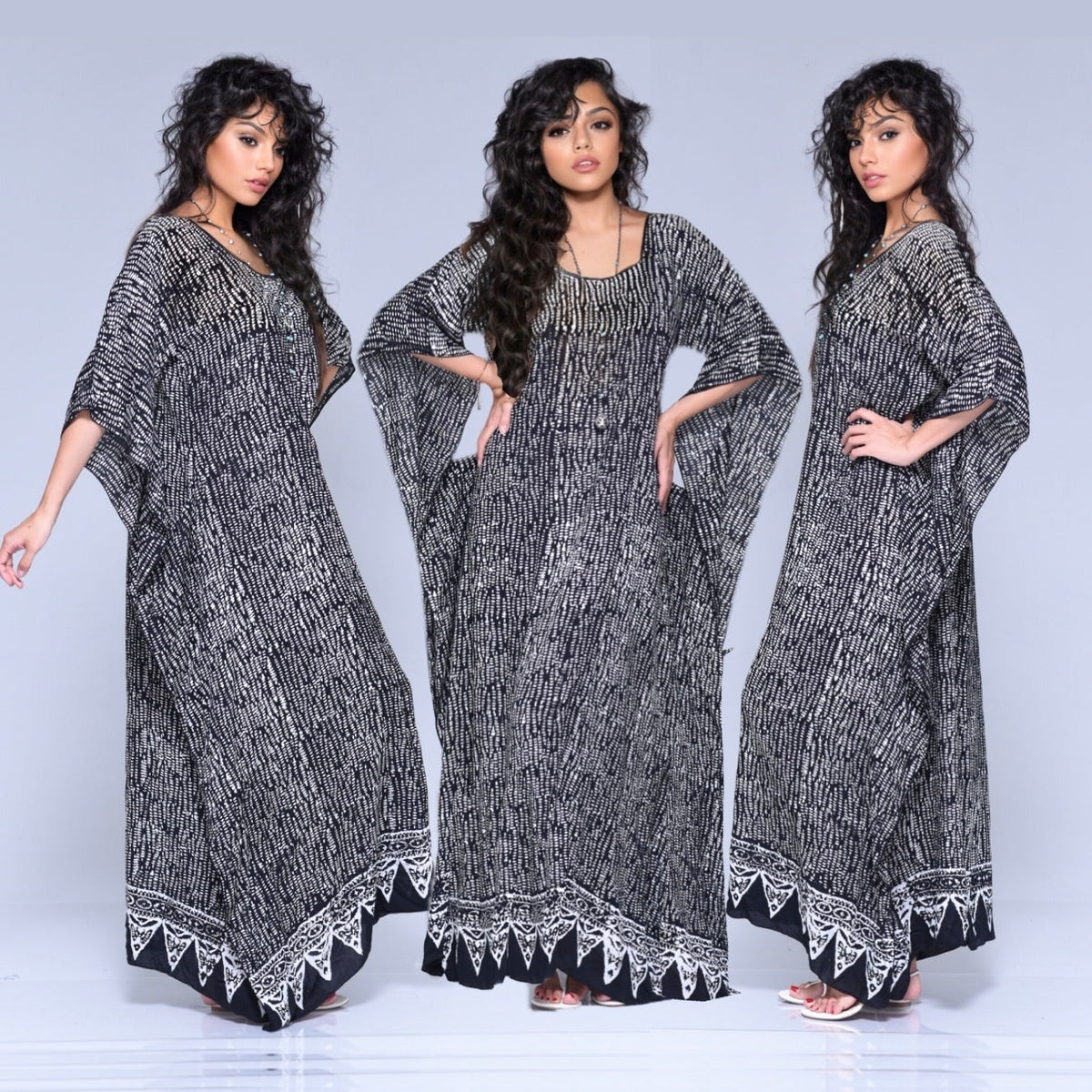 Alicia Gauzy Batik Flattering Caftan Boho Maxi Dress