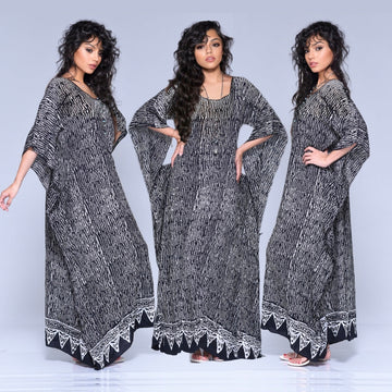 Alicia Gauzy Batik Flattering Caftan Boho Maxi Dress