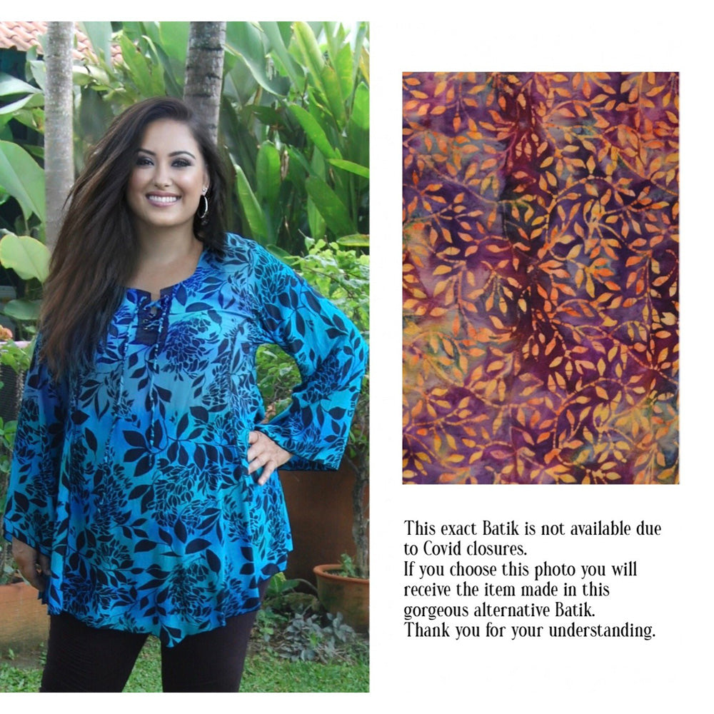 Sutton Bohemian Batik Lacing Square Neckline Blouse