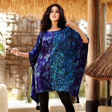 Ayleen Batik Combo Tassels Bohemian Poncho Top