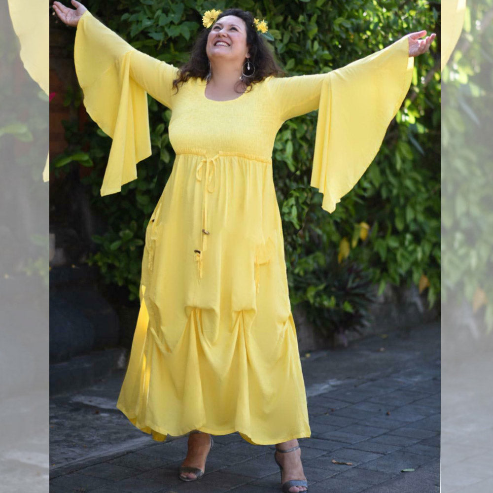 Ruby Balloon Hem Button Detail Maxi Dress