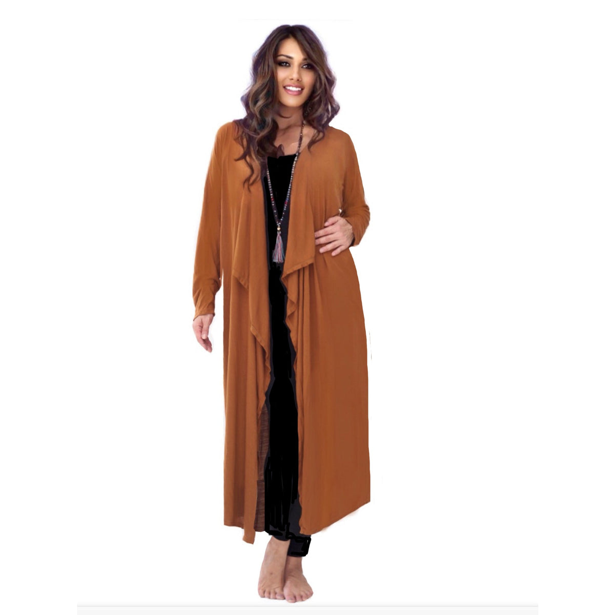 Samira Stretch Jersey Cascade Ruffles Long Jacket