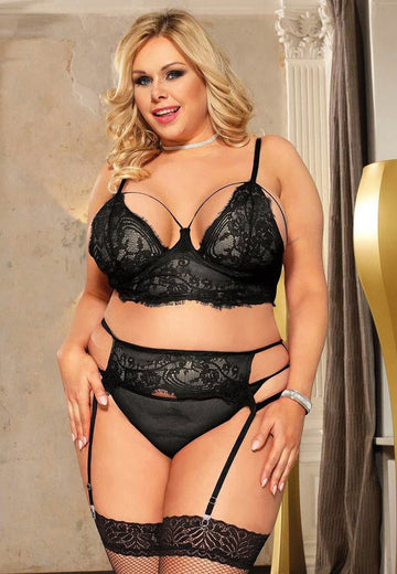 Payton Lace Open Bust Bra And Garter Panty Set