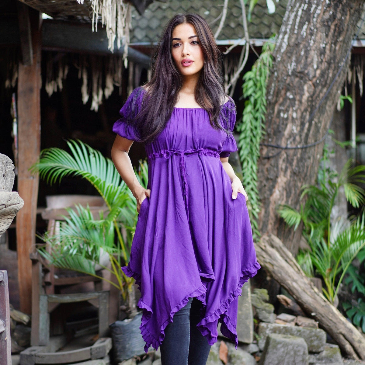 Emely Empire Waist 3/4-length Sleeves Boho Blouse