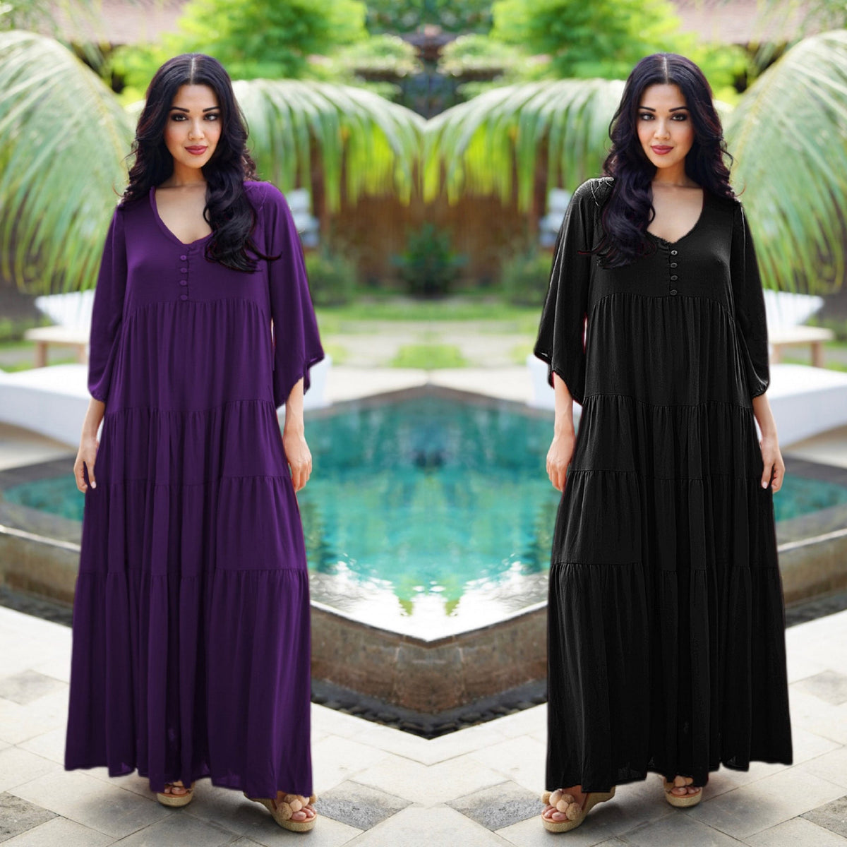 Shelby Button-Down Tie Back Babydoll Empire Dress