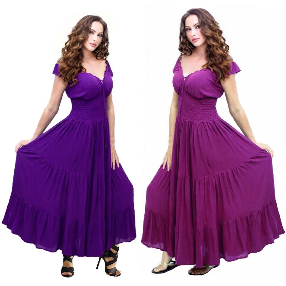 Margot Smocked Tiers Boho Peasant Maxi Long Dress