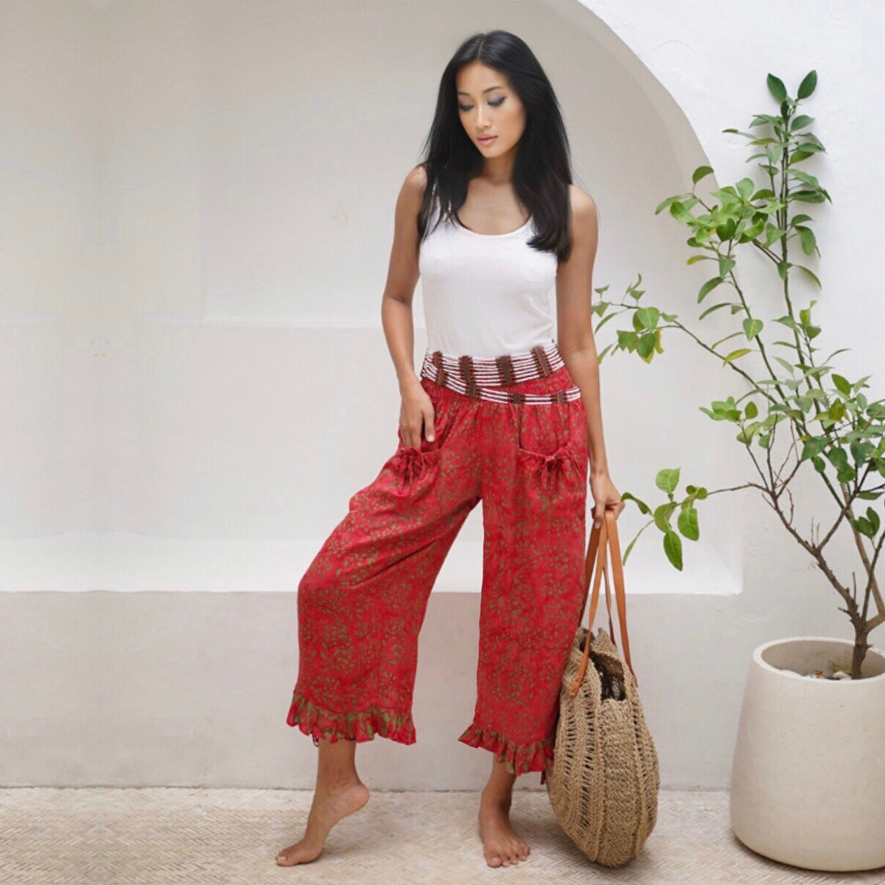 Haven Boho 3/4 Leg Pockets Capri Mid-Calf Crop Pants