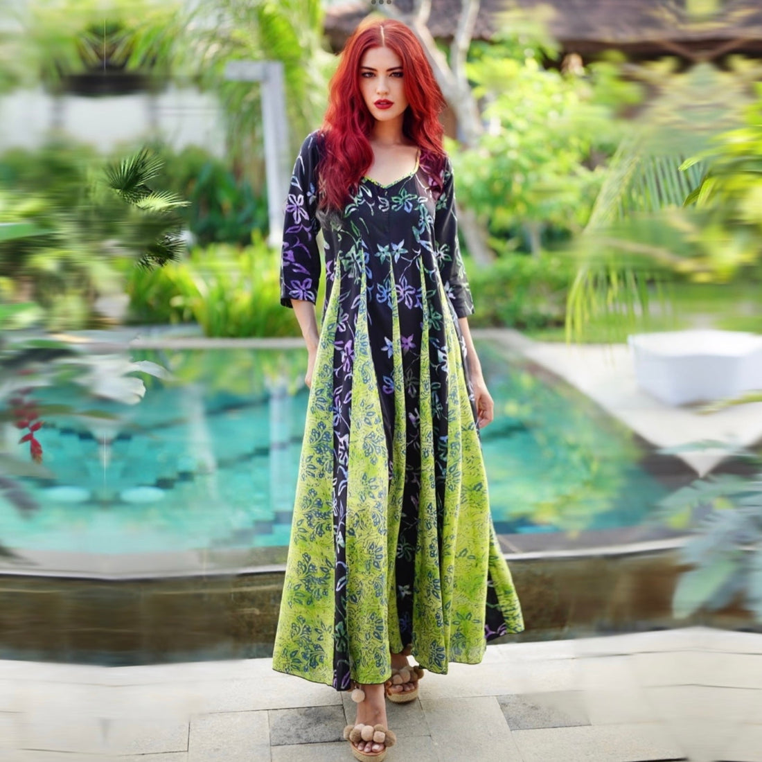 Remy Insets Batik Cottagecore Boho Maxi Long Dress