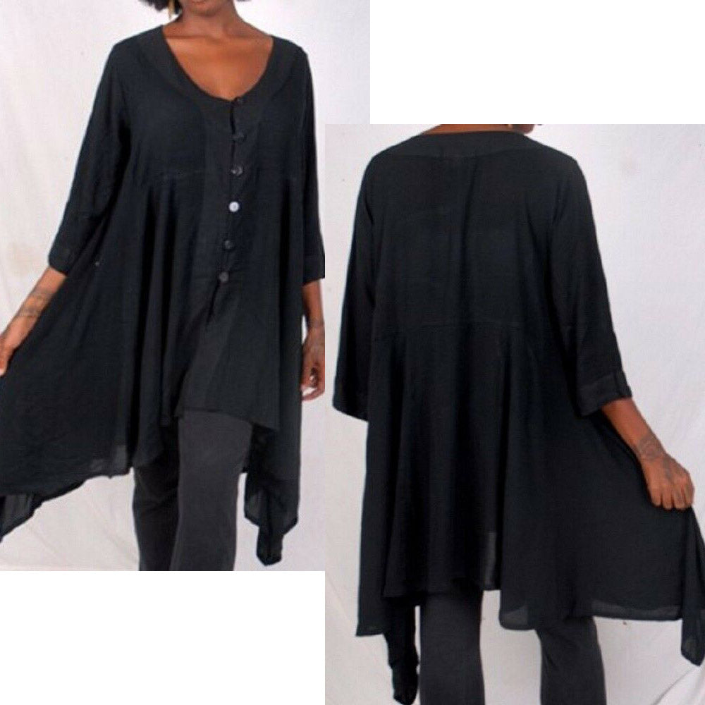 Riley Boho Chic Button Through Blouse Top