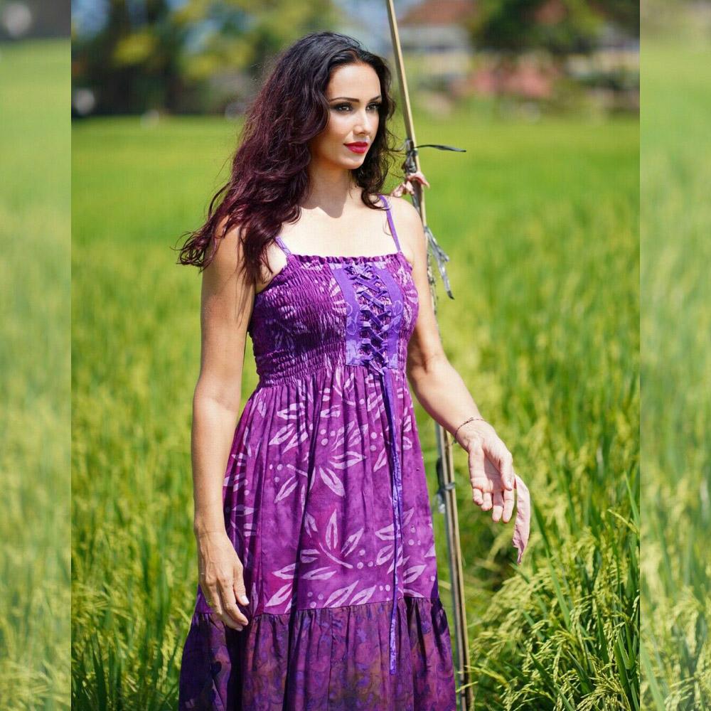 Camila Bohemian Classic Batik Spaghetti Straps Bodice Dress