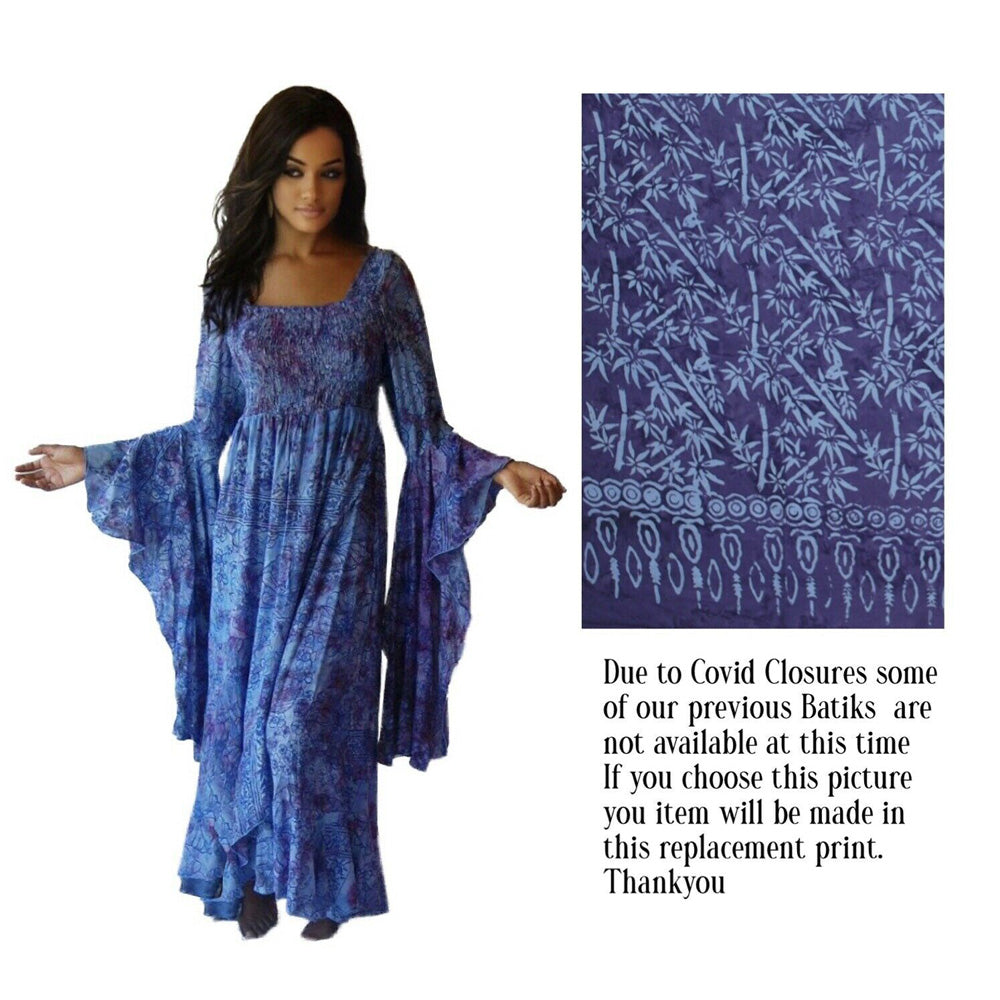 Marlee Ruffle Batik Empire Waist Wrap Maxi Dress