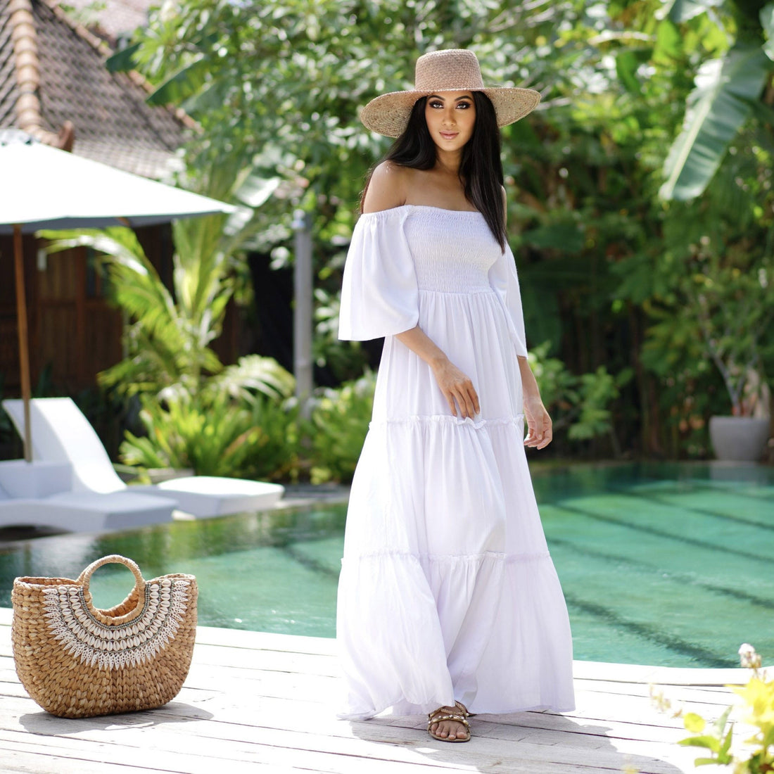 Renata Smocked Cottagecore Boho Maxi Dress