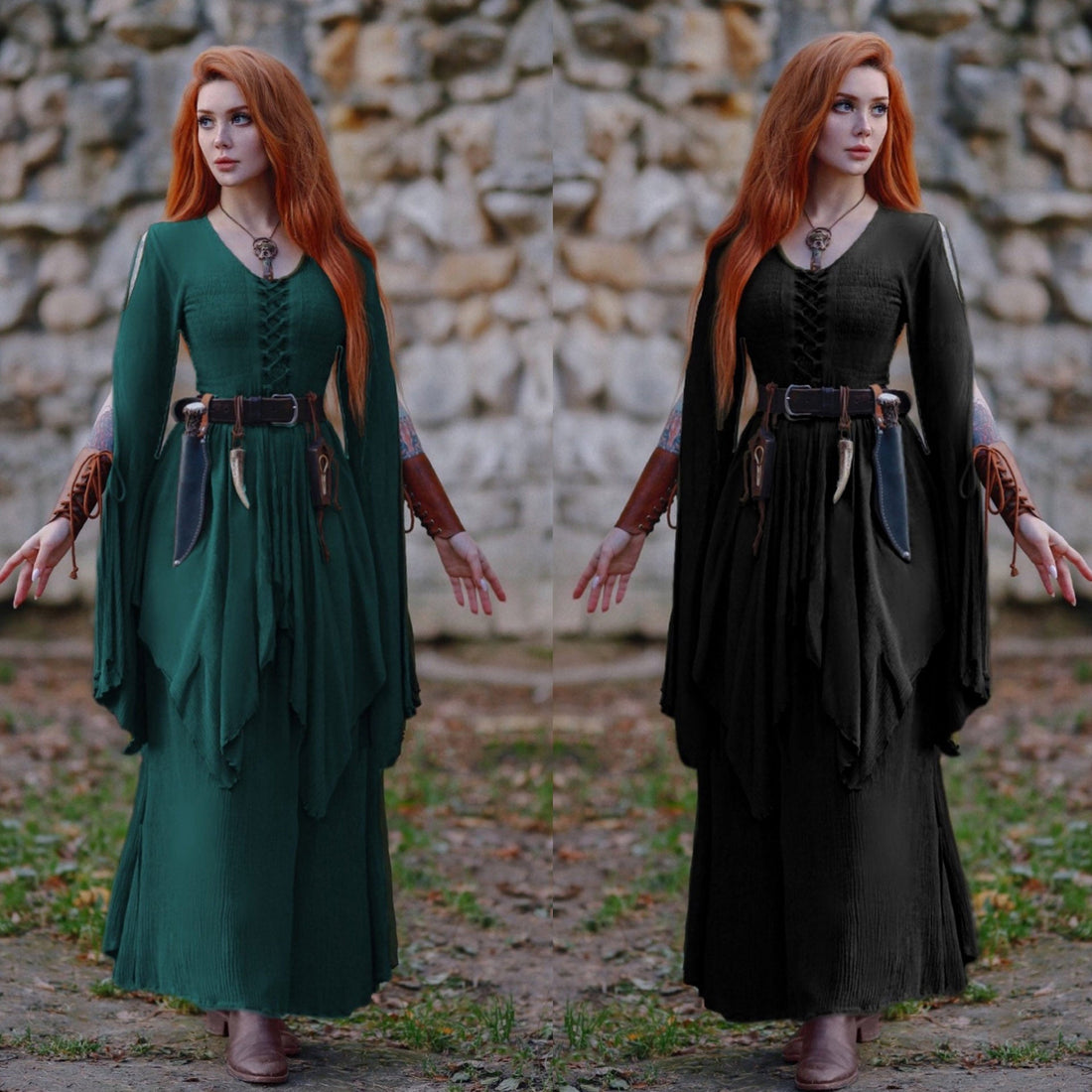 Magdalena Smocked Bodice Ren Faire Lace up Maxi Dress