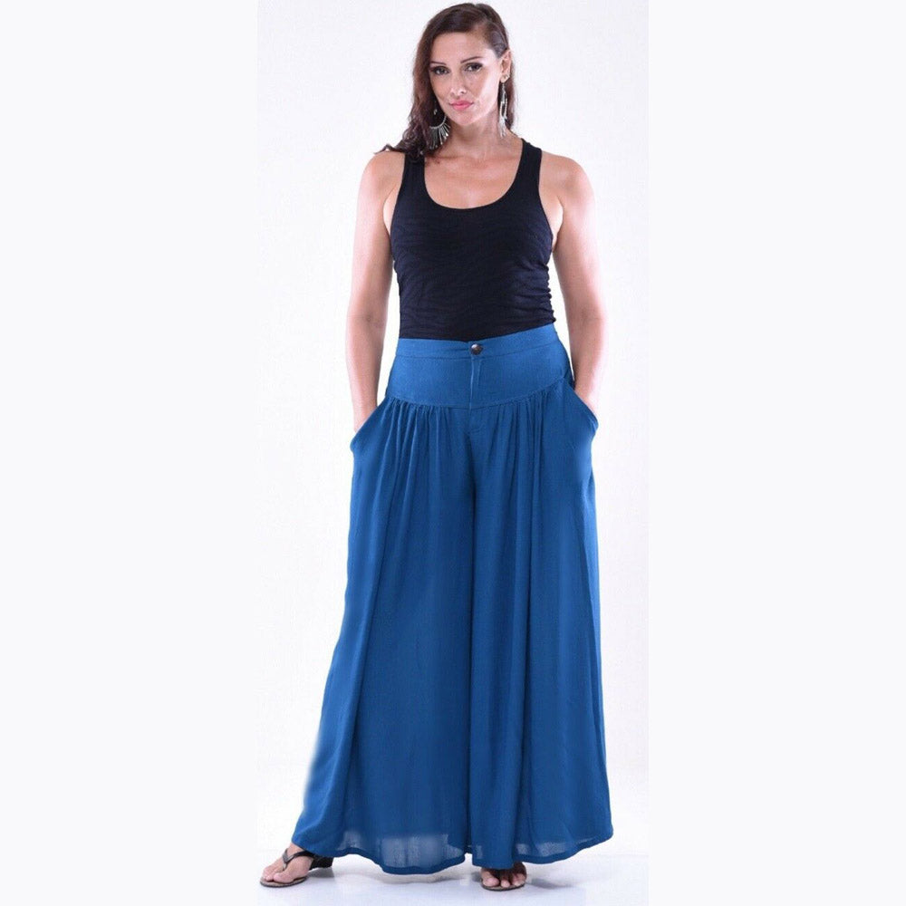 Lena Elastic Rayon Crinkle Palazzo Pants