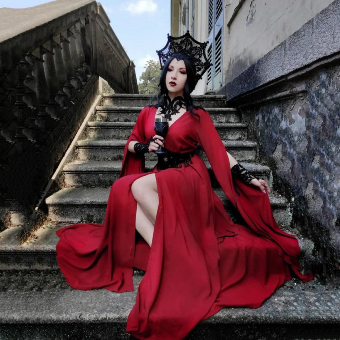 Andi CottageGoth Renaissance Boho A Line Maxi Dress
