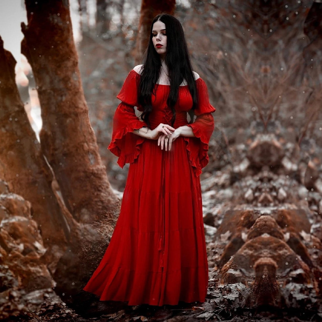 Leona CottageGoth On Off Shoulder Corset Dress