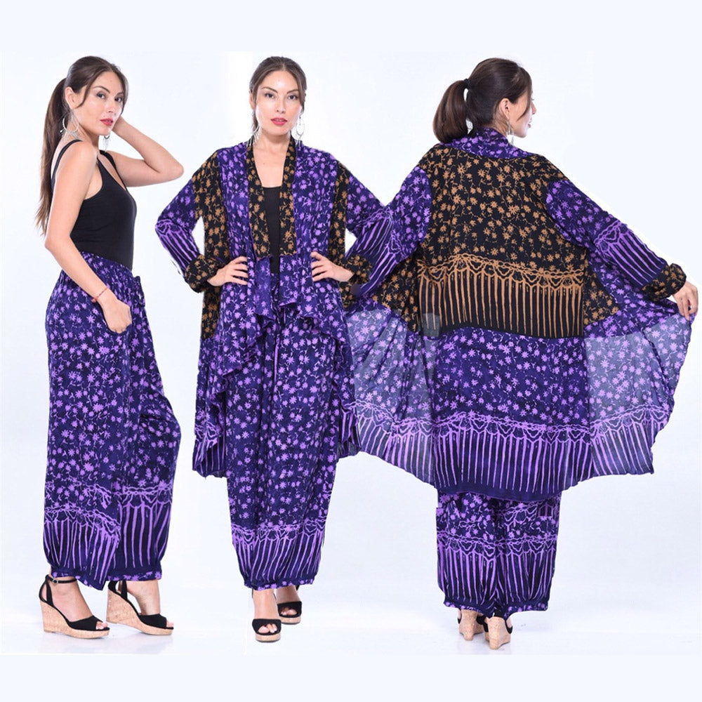 Suzie Art To Wear Layered Asymetric Gauzy Batik Jacket
