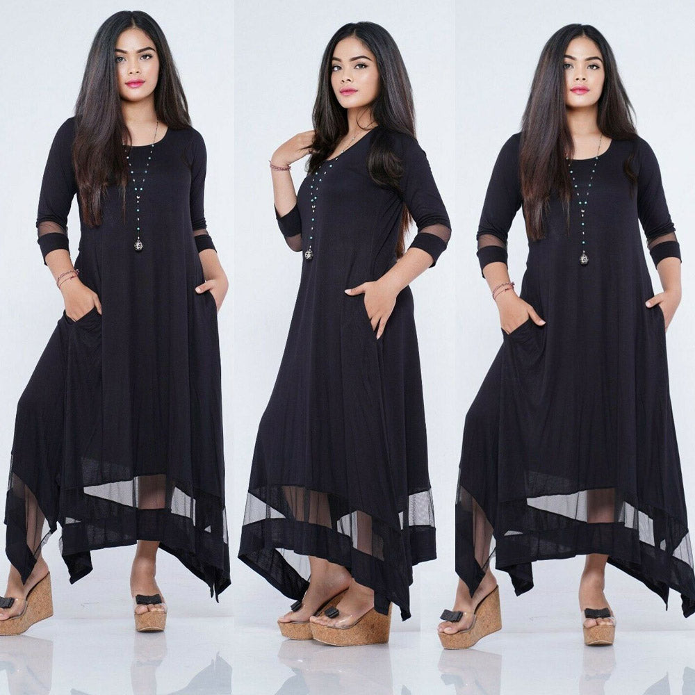 London Asymmetrical Stretch Jersey Style Maxi Dress