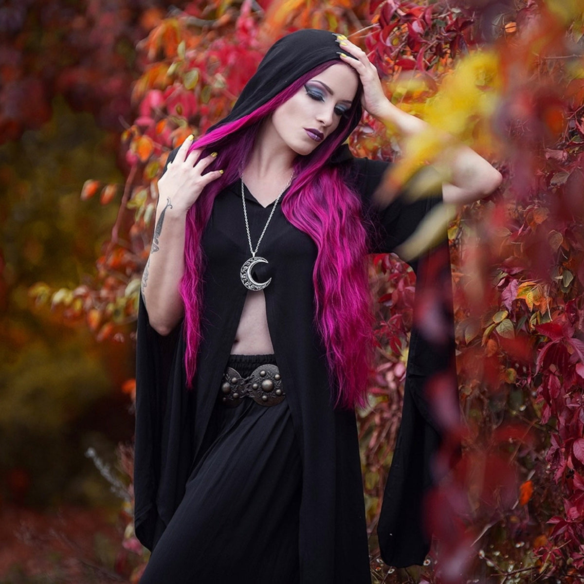 Aisha CottageGoth Palazzo Pant and Hooded Long Blouse Outfit