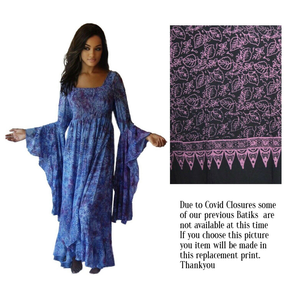 Marlee Ruffle Batik Empire Waist Wrap Maxi Dress