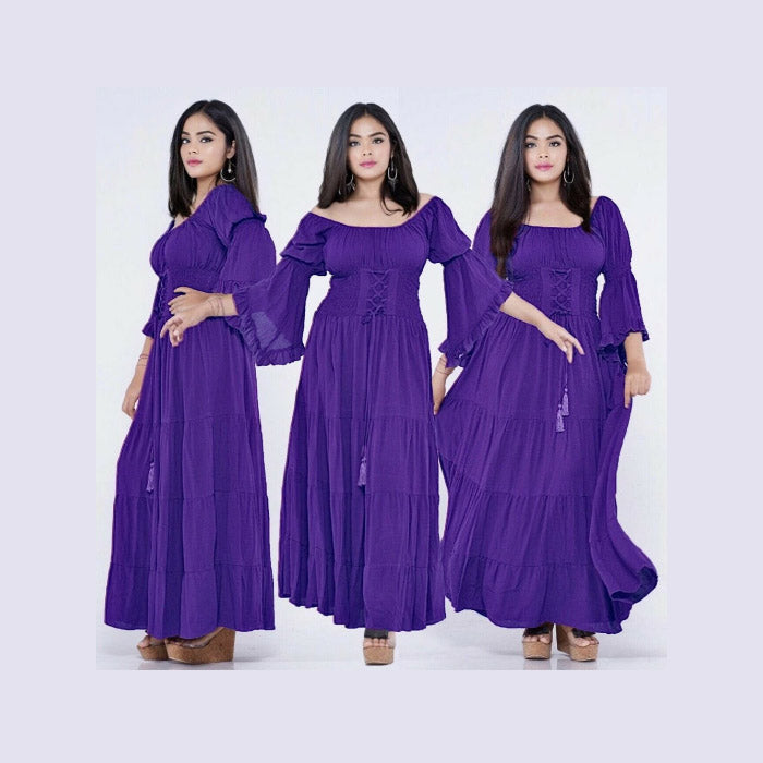 Iliana On Off Shoulder Corset Boho Dress