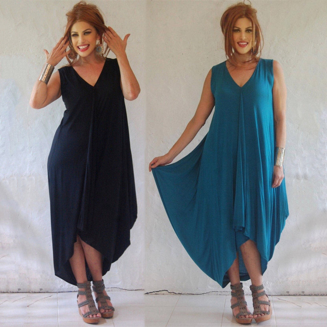 Alma Lagenlook Sleeveless Jersey 3/4 Length Dress Set